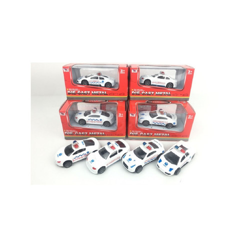 Set of 4 Police Style 1:50 Scale Die-Cast Metal Model Mixed Cars 5”