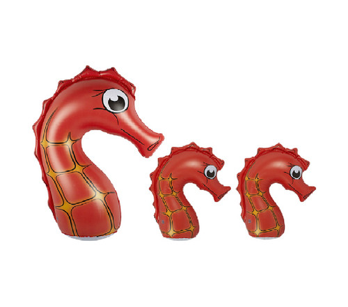 Set of 3 Inflatable Orange and Black Seahorse Family Pool Floats, 36-Inch