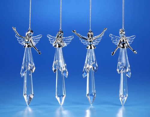 Set of 8 Clear Religious Praising Angel Hanging Ornaments 6”