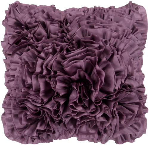 18" Purple Fringed Soft Textured Square Throw Pillow Cover
