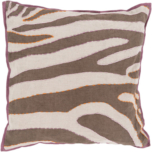 22" Camel Brown and Cream White Zebra Square Throw Pillow Cover