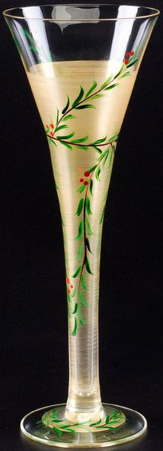 Set of 2 Gold Christmas Garland Hand Painted Flutes 9.75"