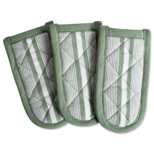 Set of 3 Green Stripe Patterned Chef Pan Handles 6"