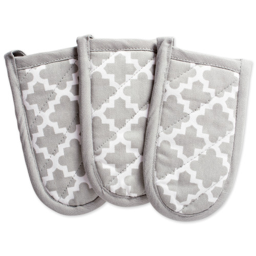 Set of 3 Gray Lattice Patterned Pan Handles 6"