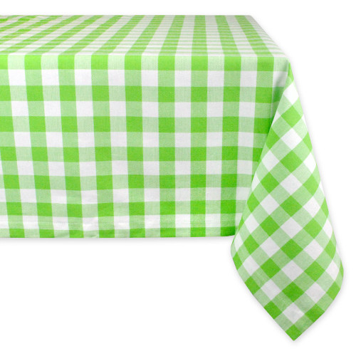 84" Green and White Checkered Patterned Rectangular Tablecloth