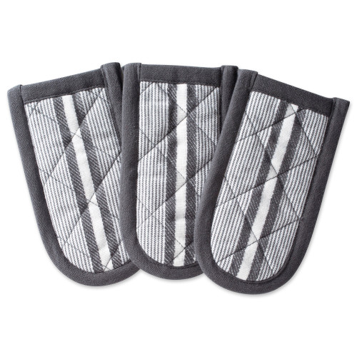 Set of 3 Gray Stripe Patterned Chef Pan Handles 6"