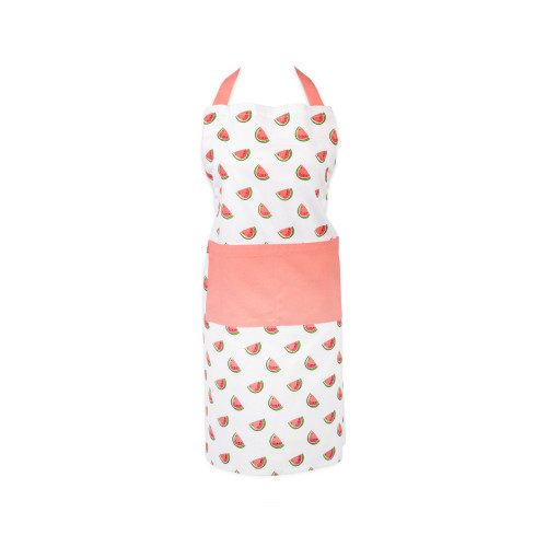 35" Pink and White Watermelon Printed Chef Apron with Front Pocket
