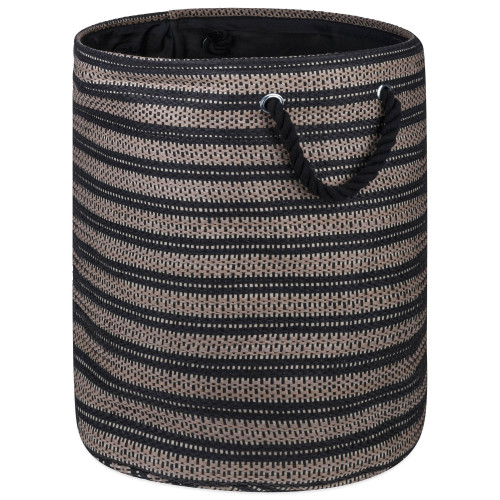 17" Brown and Black Basketweave Round Medium Bin
