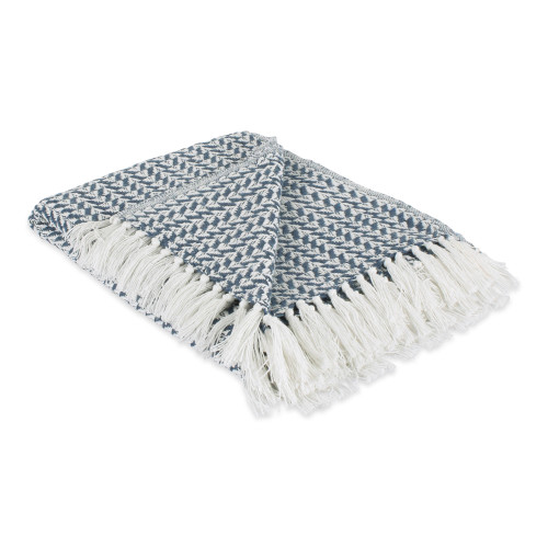 4' x 5' Blue and White Rectangular Home Essentials Woven Throw