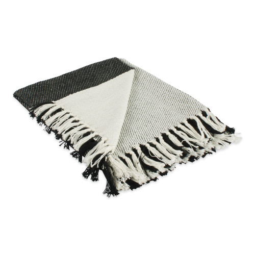 4' x 5' Black and White Rectangular Home Essentials Woven Throw with Fringe