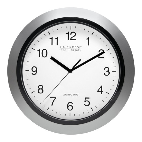 10" Silver and Black Atomic Analog Wall Clock