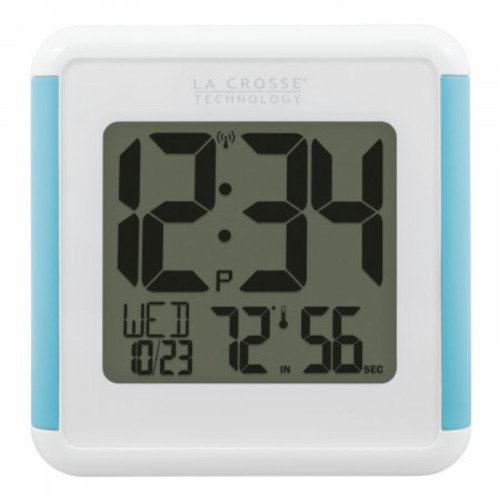 5.12" White and Blue Shower Cube Atomic Digital Wall Clock