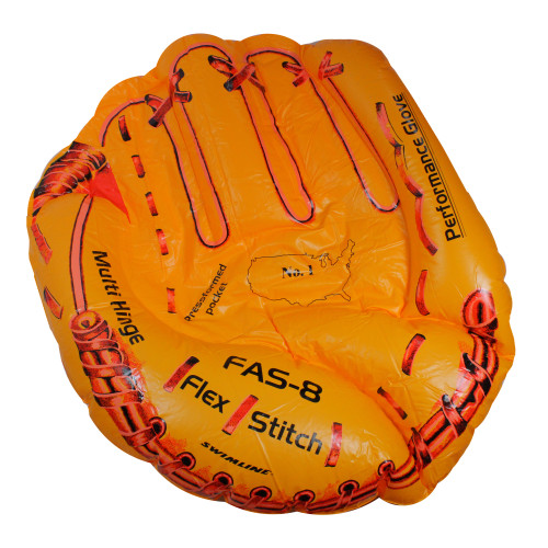 62" Inflatable Orange Baseball Glove Swimming Pool Raft Float - 32551565