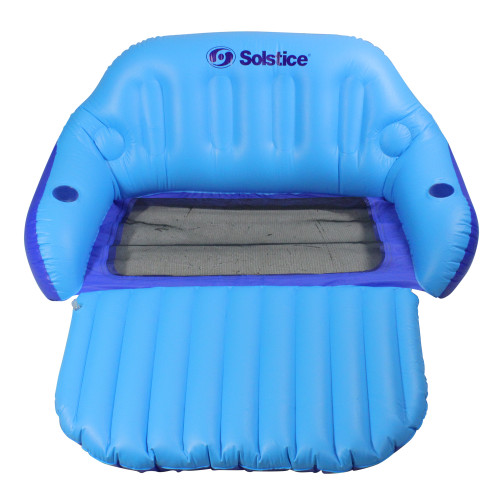 72-Inch Inflatable Blue Love Seat Swimming Pool Float with Convertible Foot Rest