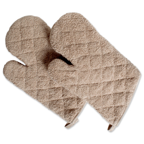 Set of 2 Beige Cotton Oven Mitt 13" - 34290205