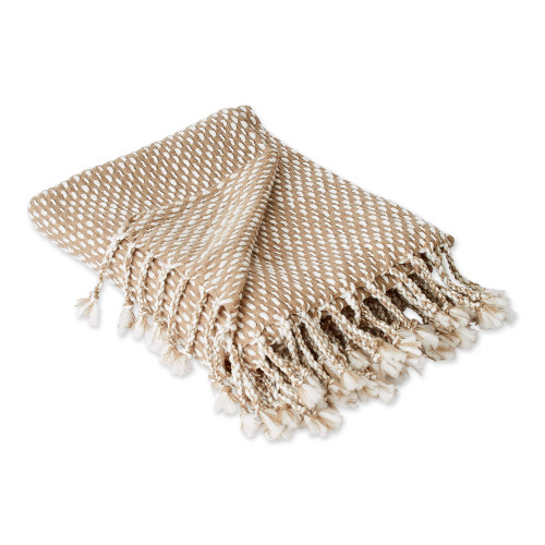 4' x 5' Brown and White Polka Dot Rectangular Home Essentials Woven Throw