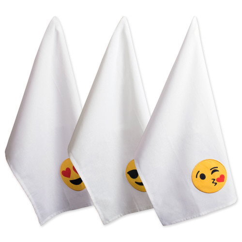 Set of 3 Rectangular Assorted Absorbent Dishtowel with Emoji Design 28"