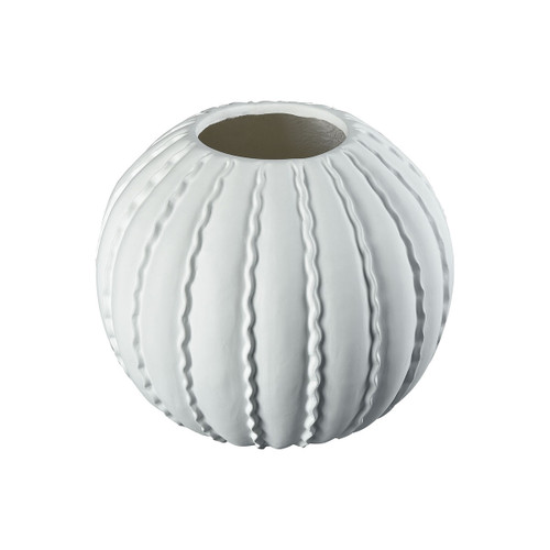 18" Matte White Embossed Design Fiberglass Pepo Planter