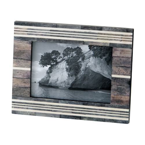 8” Grey and White Horn and Bone Picture Frame