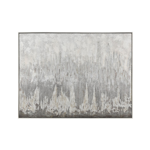 48" Gray and Black Shiso Vain Framed Abstract Wall Art Decor