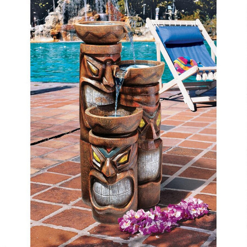 29"Three Bowl Aloha Tiki Outdoor Garden Fountain