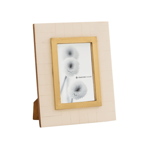 6" White and Gold Rectangular Brass Rochefort Photo Frame