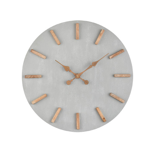 24” Gray and Brown Analogue Round Wall Clock – Battery Operated