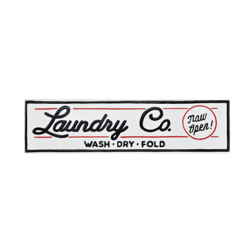 30" White and Black Laundry III Theme Metal Wall Art