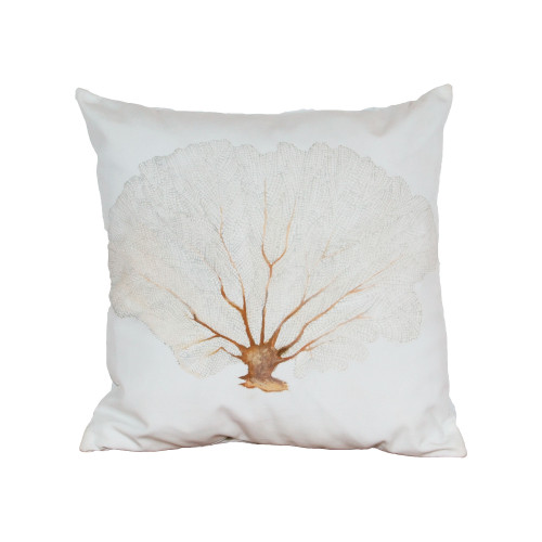 8.5” White with Pink Coral Painted Outdoor Pillow
