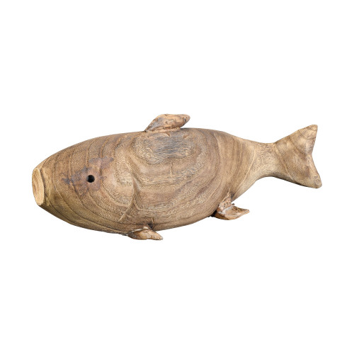 26" Brown Cold Blood Wood Fish Table Top Decoration.