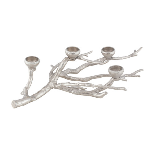 23" Silver Nickel Finished Strewn Tree Branch Design Sprigge Candle Holder