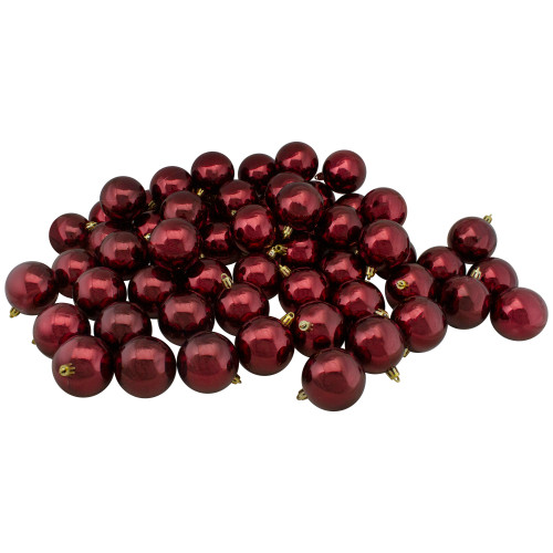 60ct Burgundy Shatterproof Shiny Christmas Ball Ornaments 2.5" (60mm)