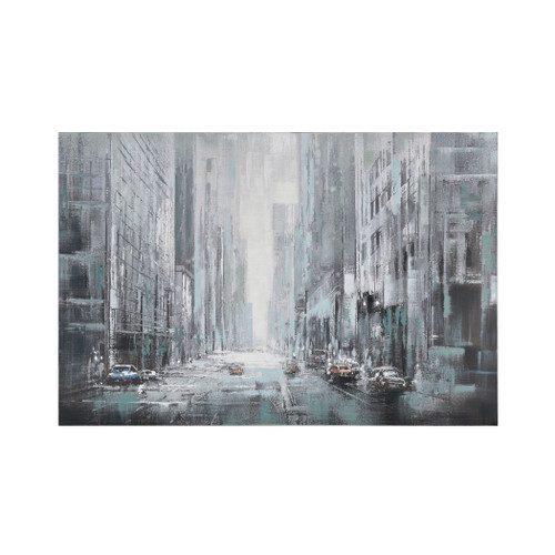 59" Gray and Blue Fog Cutter Rectangular Wall Art Decoration