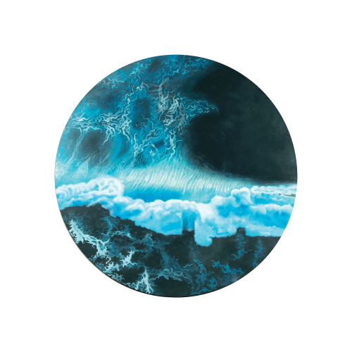 48" Blue Waves Wooden Ocean Ring Wall Decor