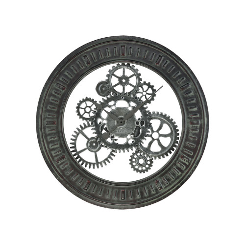 28” Dark Gray Round Gear Clock Escapement Wall Decor