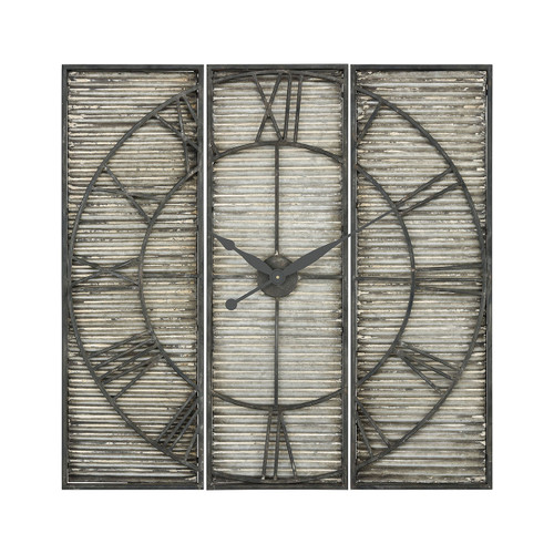31” Grey Triptych Tammany Square Wall Clock