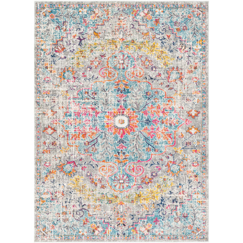 2' x 3' Classical Style Blue and Orange Rectangular Area Throw Rug
