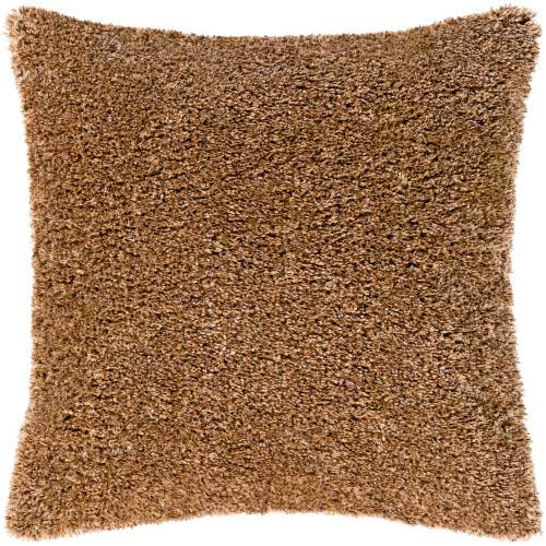 21" Caramel Brown and White Solid Square Throw Pillow - Down Filler
