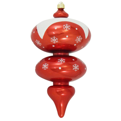 Red and White Cascading Flakes Shatterproof Shiny Christmas Jumbo Finial Ornament 15" (380mm)