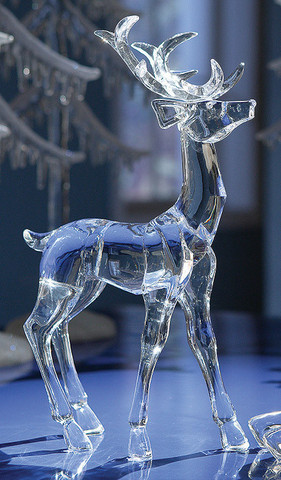 Set of 2 Icy Crystal Decorative Christmas Standing Deer Figurines 11.6"