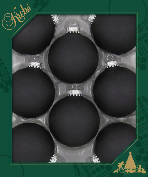 8ct Ebony Black Matte Glass Christmas Ball Ornaments 2.5" (67mm)