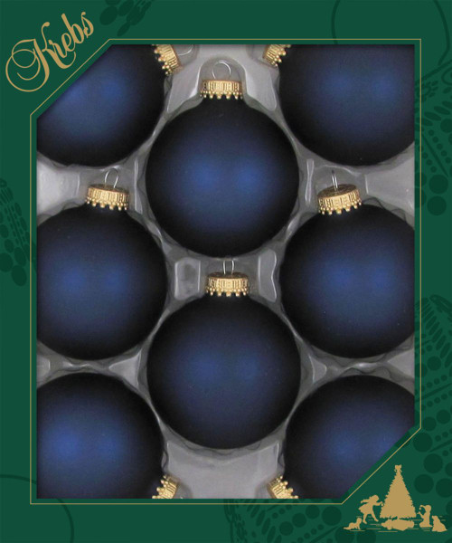 8ct Midnight Haze Blue Glass Christmas Ball Ornaments 2.5" (67mm)