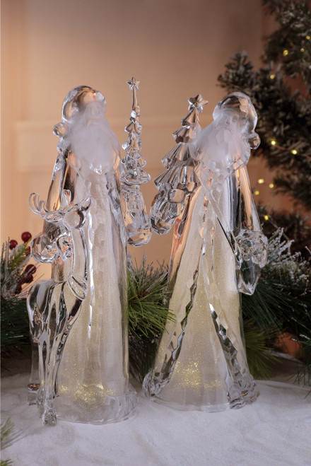 Set of 4 Clear Santa with Golden Glitter Christmas Tabletop Decor 14.25"