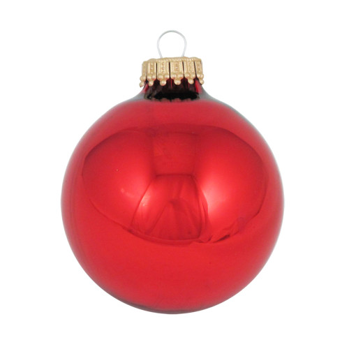8ct Red Shiny Glass Christmas Ball Ornaments 2.5" (67mm)
