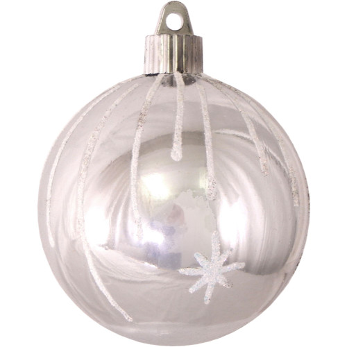 4ct Silver and White Shooting Stars Shatterproof Shiny Christmas Ball Ornaments 3.25" (80mm)