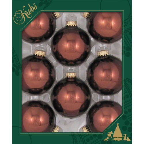 8ct Friar Brown Shiny Christmas Ball Ornaments 2.5" (67mm)