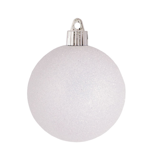 8ct White Snowball Shatterproof Glitter Christmas Ball Ornaments 3.25" (80mm)