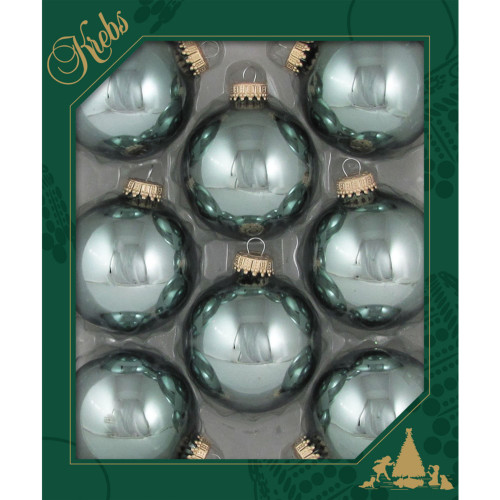 8ct Kiwi Kiss Green Shiny Glass Christmas Ball Ornaments 2.5" (67mm)