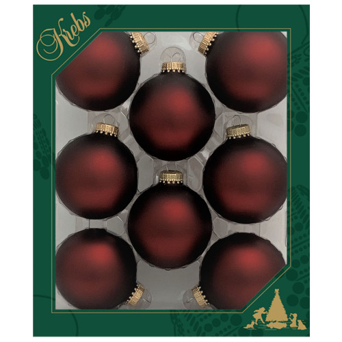 8ct Swiss Chocolate Matte Glass Christmas Ball Ornaments 2.5" (67mm)