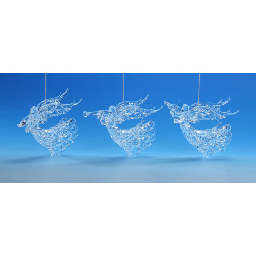 Set of 6 Clear Lace Angel Hanging Christmas Ornament 16.75"